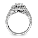14k White Gold 1 1/3 carat Lab Grown Diamond VS/SI+ G+ 1 carat Center Round Semi Mount Engagement Ring