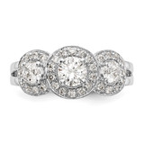 14k White Gold 1 1/3 carat Lab Grown Diamond VS/SI+ G+ Complete Three Stone Engagement Ring