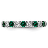 14k White Gold 1 1/5 carat Lab Grown Diamond VS/SI+ G+ and Lab Created Emerald Size 8.5 Eternity Band