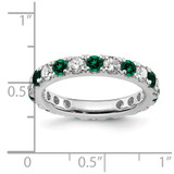 14k White Gold 1 1/5 carat Lab Grown Diamond VS/SI+ G+ and Lab Created Emerald Size 8.5 Eternity Band