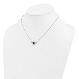 14k White Gold 1 1/8 carat Lab Grown Diamond VS/SI+ G+ and Created Emerald Complete Three Stone 16 inch Necklace