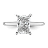 14k White Gold 1 3/4 carat Certified Lab Grown Diamond VS/SI+ G+ Radiant Solitare Complete Engagement Ring