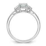 14k White Gold 1 3/8 carat Certified Lab Grown Diamond VS/SI+ G+ Complete Emerald and Half Moon Three Stone Engagement Ring