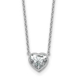 14k White Gold 1 carat Certified Lab Grown Diamond VS+ F+ Heart Complete 18 inch Bezel Set Solitaire Necklace