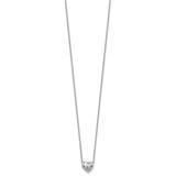 14k White Gold 1 carat Certified Lab Grown Diamond VS+ F+ Heart Complete 18 inch Bezel Set Solitaire Necklace