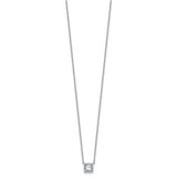 14k White Gold 1 carat Certified Lab Grown Diamond VS+ F+ Princess Complete 18 inch Bezel Set Necklace