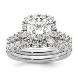 14k White Gold 1 carat Lab Grown Diamond VS/SI+ G+ 1 1/2 carat Center Round Semi Mount Halo Engagement Ring