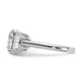 14k White Gold 1 carat Lab Grown Diamond VS/SI+ G+ 3 carat Center Round Semi Mount Three Stone Engagement Ring