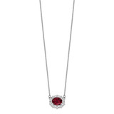 14k White Gold 1 carat Lab Grown Diamond VS/SI+ G+ and Created Ruby Complete 18 inch Necklace