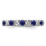 14k White Gold 1 carat Lab Grown Diamond VS/SI+ G+ and Lab Created Blue Sapphire Size 4 Eternity Band