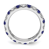14k White Gold 1 carat Lab Grown Diamond VS/SI+ G+ and Lab Created Blue Sapphire Size 4.5 Eternity Band