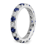 14k White Gold 1 carat Lab Grown Diamond VS/SI+ G+ and Lab Created Blue Sapphire Size 5.5 Eternity Band