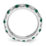 14k White Gold 1 carat Lab Grown Diamond VS/SI+ G+ and Lab Created Emerald Size 4 Eternity Band