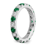 14k White Gold 1 carat Lab Grown Diamond VS/SI+ G+ and Lab Created Emerald Size 6 Eternity Band