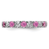 14k White Gold 1 carat Lab Grown Diamond VS/SI+ G+ and Lab Created Pink Sapphire Size 6.5 Eternity Band