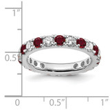 14k White Gold 1 carat Lab Grown Diamond VS/SI+ G+ and Lab Created Ruby Size 4 Eternity Band