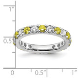 14k White Gold 1 carat Lab Grown Diamond VS/SI+ G+ and Lab Created Yellow Sapphire Size 4.5 Eternity Band