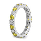 14k White Gold 1 carat Lab Grown Diamond VS/SI+ G+ and Lab Created Yellow Sapphire Size 5 Eternity Band