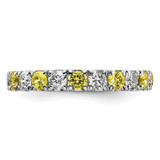 14k White Gold 1 carat Lab Grown Diamond VS/SI+ G+ and Lab Created Yellow Sapphire Size 5.5 Eternity Band