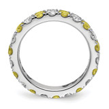 14k White Gold 1 carat Lab Grown Diamond VS/SI+ G+ and Lab Created Yellow Sapphire Size 6.5 Eternity Band