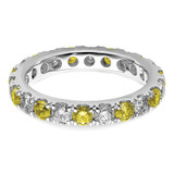 14k White Gold 1 carat Lab Grown Diamond VS/SI+ G+ and Lab Created Yellow Sapphire Size 6.5 Eternity Band