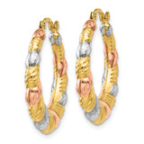 14K & White and Rose Rhodium Hollow Scalloped Hoop Earrings - TL-8C4382A8-5274