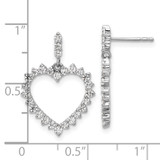 14k White Gold 1 carat Lab Grown Diamond VS/SI+ G+ Complete Dangle Heart Post Earrings