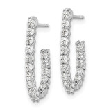 14k White Gold 1 carat Lab Grown Diamond VS/SI+ G+ Complete In and Out J-Hoop Hoop Earrings - EM-1C27BF3C-9201
