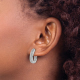 14k White Gold 1 carat Lab Grown Diamond VS/SI+ G+ Complete In and Out J-Hoop Hoop Earrings - EM-885C4767-8849
