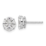 14k White Gold 1 carat Lab Grown Diamond VS/SI+ G+ Complete Round and Marquise Halo Post Earrings - EM-9D46E48B-1706