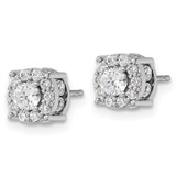 14k White Gold 1 carat Lab Grown Diamond VS/SI+ G+ Complete Round Fashion Halo Post Earrings