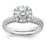 14k White Gold 1 carat Lab Grown Diamond VS/SI+ G+ Complete Round Halo Engagement Ring - RM-41B1CD68-8856