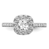 14k White Gold 1 carat Lab Grown Diamond VS/SI+ G+ Complete Round Halo Engagement Ring - RM-F0B30881-7554
