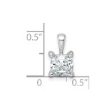 14k White Gold 1 carat Lab Grown Diamond VS/SI+ G+ Cushion Complete Four Prong Pendant