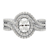 14k White Gold 1 carat Lab Grown Diamond VS/SI+ G+ Round Complete Bypass Engagement Ring