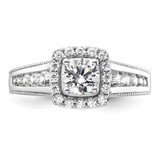 14k White Gold 1 carat Lab Grown Diamond VS/SI+ G+ Round Complete Halo Engagement Ring - RM-877BC41D-3492