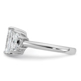 14k White Gold 1 carat Lab Grown Diamond VS/SI+ G+ Semi Mount Emerald and Half Moon Three Stone Engagement Ring