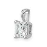 14k White Gold 1 carat Lab Grown Diamond VS+ F+ Princess Complete Four Prong Pendant