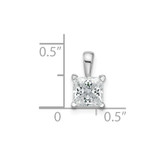 14k White Gold 1 carat Lab Grown Diamond VS+ F+ Princess Complete Four Prong Pendant