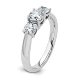 14k White Gold 1 carat Lab Grown Diamond VS+ F+ Three Stone Complete Engagement Ring