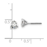 14k White Gold 1 ctw Certified Lab Grown Diamond VS/SI+ G+ Round 3 Prong Heavy Wt. Screwback Stud Earrings