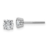 14k White Gold 1 ctw Lab Grown Diamond VS+ F+ Round 4 Prong Standard Wt Screwback Stud Earrings
