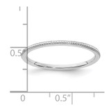 14K White Gold 1.2mm Beaded Stackable Band Size 6