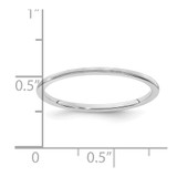 14K White Gold 1.2mm Half Round Satin Stackable Band Size 8