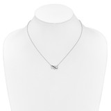 14k White Gold 1/10 carat Black and White Diamond Heart Infinity 17 inch Necklace