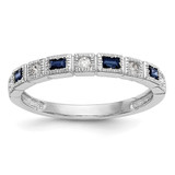 14k White Gold 1/10 carat Diamond and Blue Sapphire Complete Band - RM-065EACDB-8020