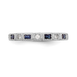 14k White Gold 1/10 carat Diamond and Blue Sapphire Complete Band - RM-065EACDB-8020