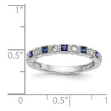 14k White Gold 1/10 carat Diamond and Blue Sapphire Complete Band - RM-28AC79B5-2544