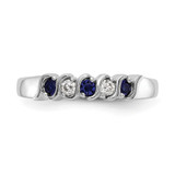 14k White Gold 1/10 carat Diamond and Blue Sapphire Complete Band - RM-8206E2CD-8523