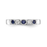 14k White Gold 1/10 carat Diamond and Blue Sapphire Complete Band - RM-ABAF17B0-6739